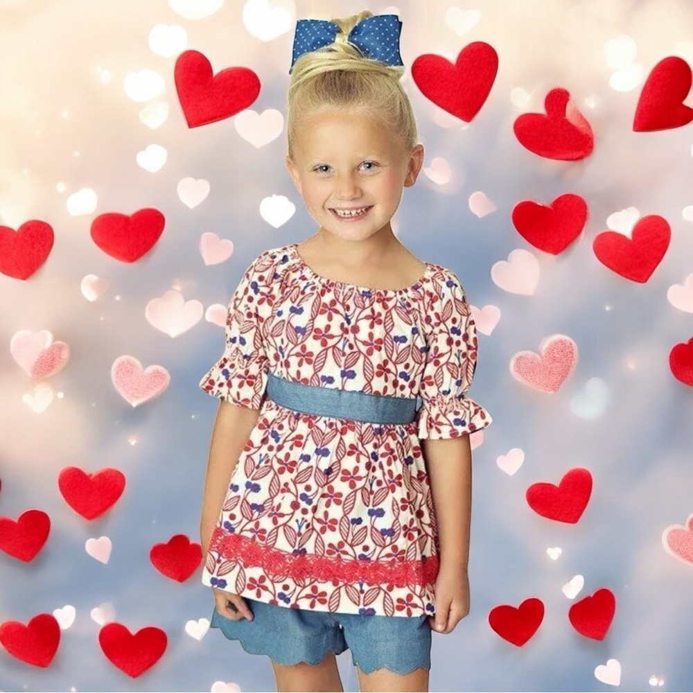 Matilda Jane Love Letters‎ Fouth of July American Peasant Blouse Girl's Size 10